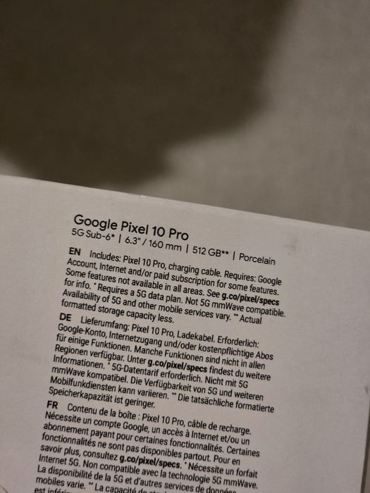 Telefon mobil Google Pixel 10 Pro, 512GB, 16GB RAM, 5G, Porcelain