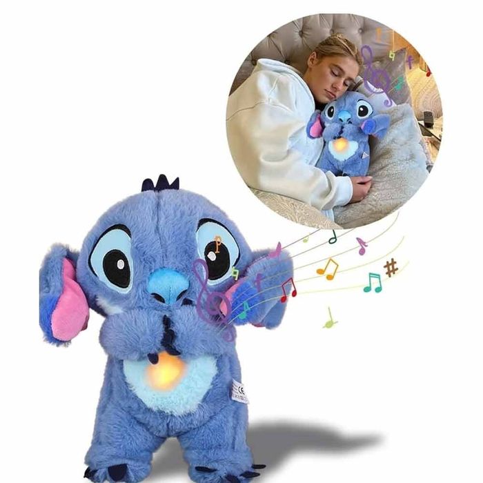 Jucarie de plus Stitch care respira si ii lumineaza inima, NOU