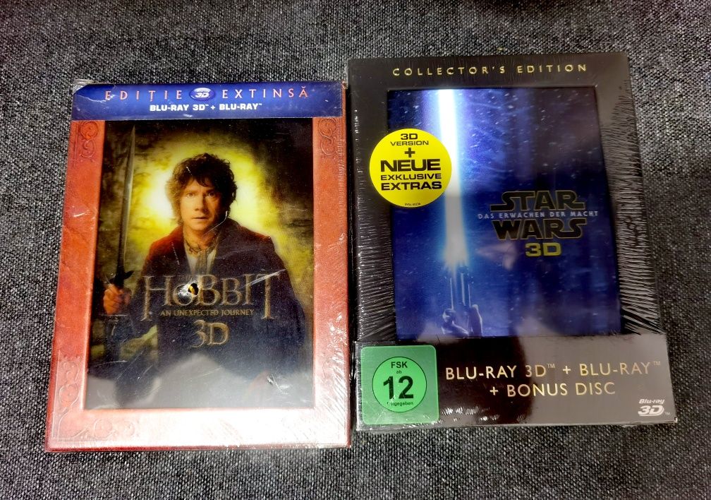 Filme blu ray Hobbit 3D Star Wars 3D noi sigilate collectors edition