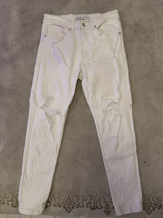 Blugi Albi rupti slim fit