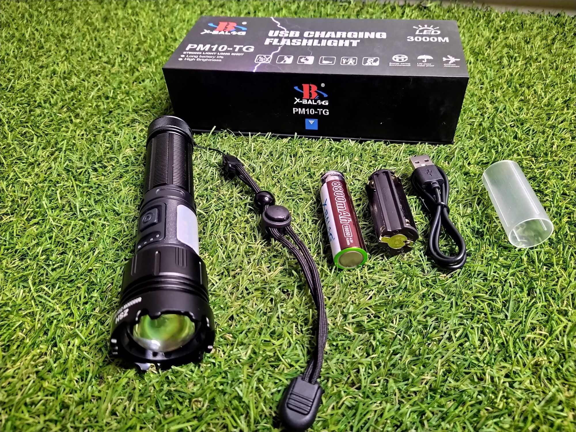 Lanterna cu led laser+led cob, lumină albă, zoom, magnet, 2023!