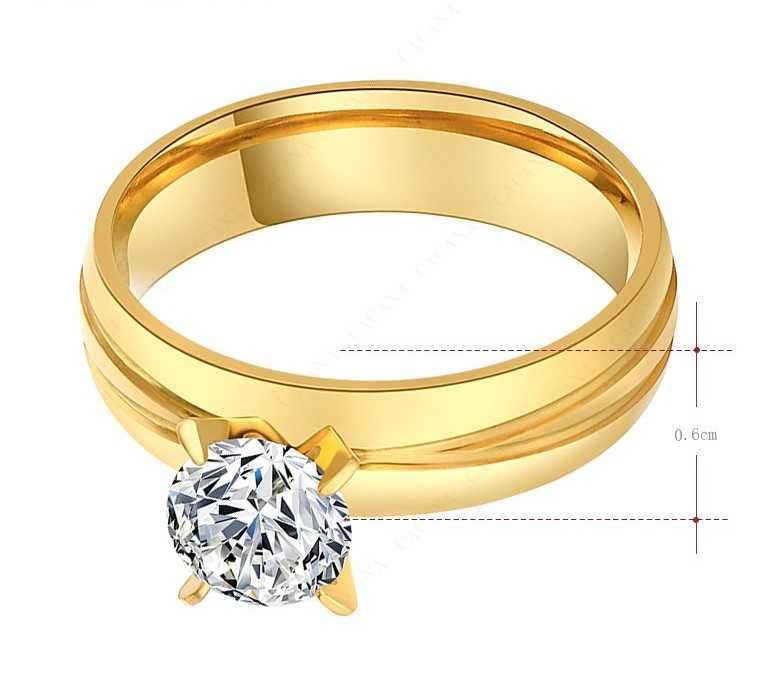 GR301, inel placat cu aur 14k, model logodna, zirconiu alb fatetat,nou