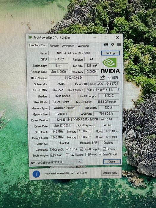 Placa Video ASUS TUF RTX 3080 10gb GDDR6X Nvidia