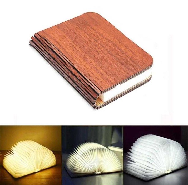 Lampa LED tip carte, accesoriu decorativ, lemn, maro, 14 cm x 11.5 cm