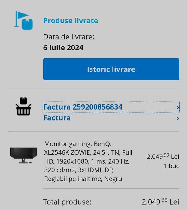 Monitor gaming zowie xl2546K