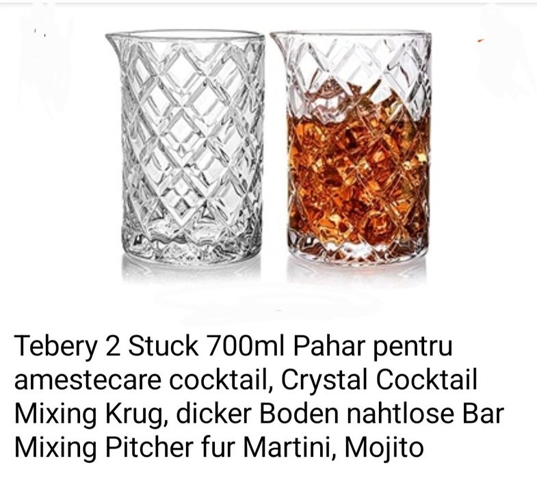 2 buc Pahare Crystal 700 ml pt amestecare COCKTAIL