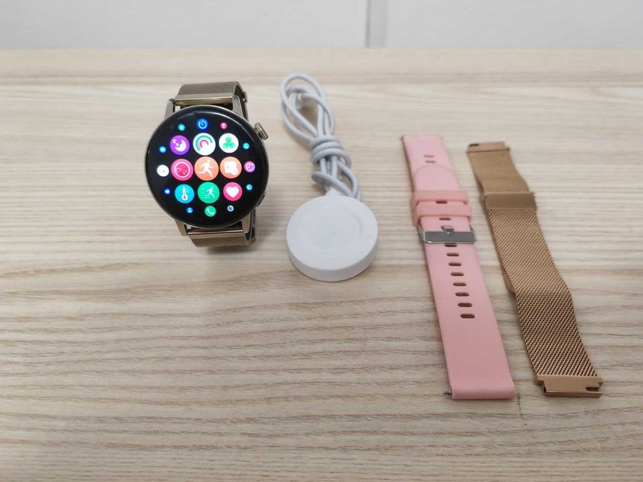 Huawei Watch GT 3 42 mm, Elegant Gold Milanese + 2 Bratari