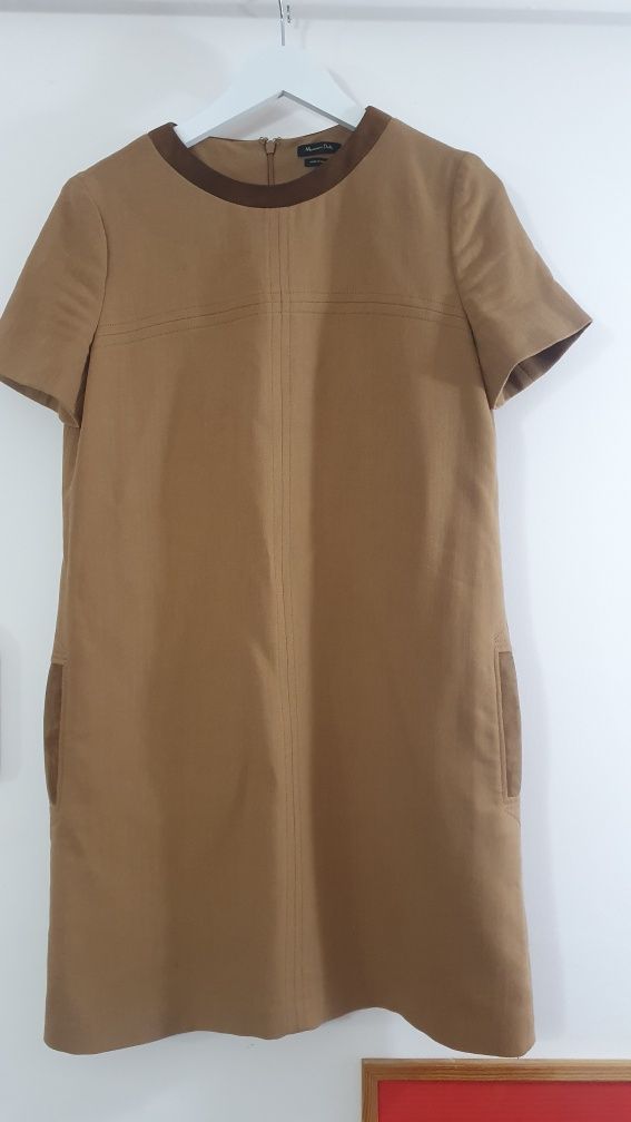 Rochie Massimo Dutti, impecabila, marimea 40, maro-caramel stil retro