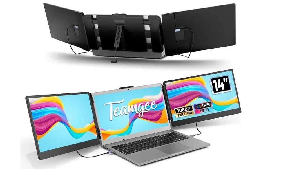 Monitor portabil  extender display laptop TEAMGEE S2 2x14" inch IPS