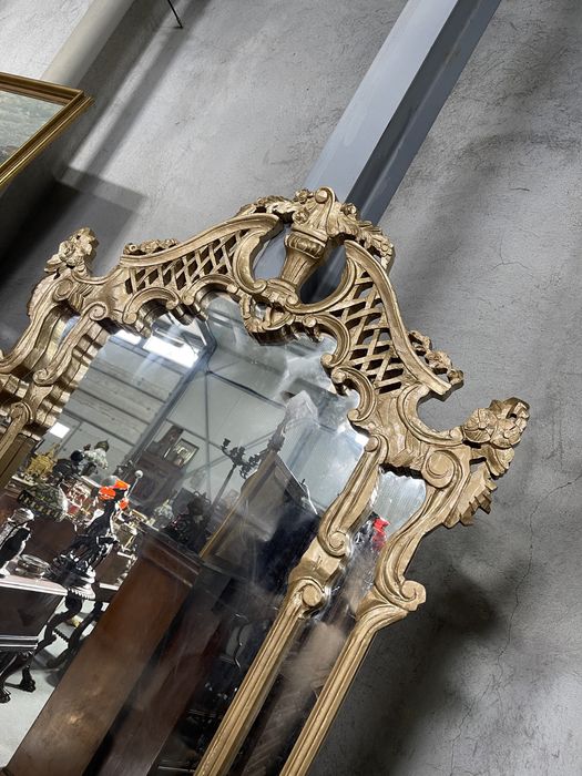 Consola din lemn masiv cu oglinda și blat de marmura