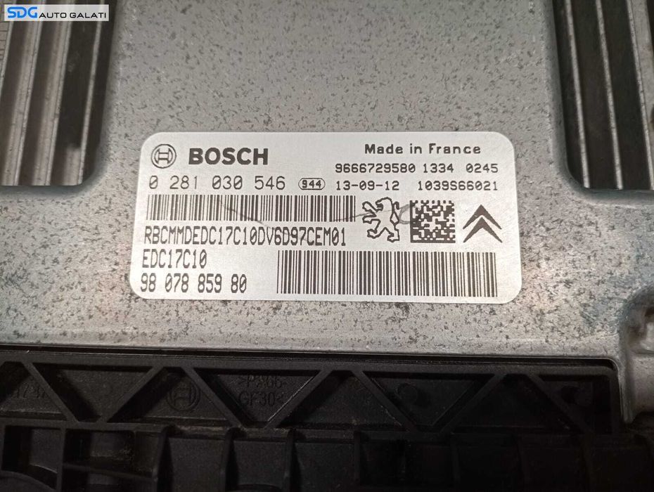 Kit Pornire ECU Calculator Motor Imobilizator Cip Cheie FARA Tablou BSI Citroen Berlingo 1.6 HDI 2008 - 2017 Cod 967847708001 0281030546 [M3762] [M3763]