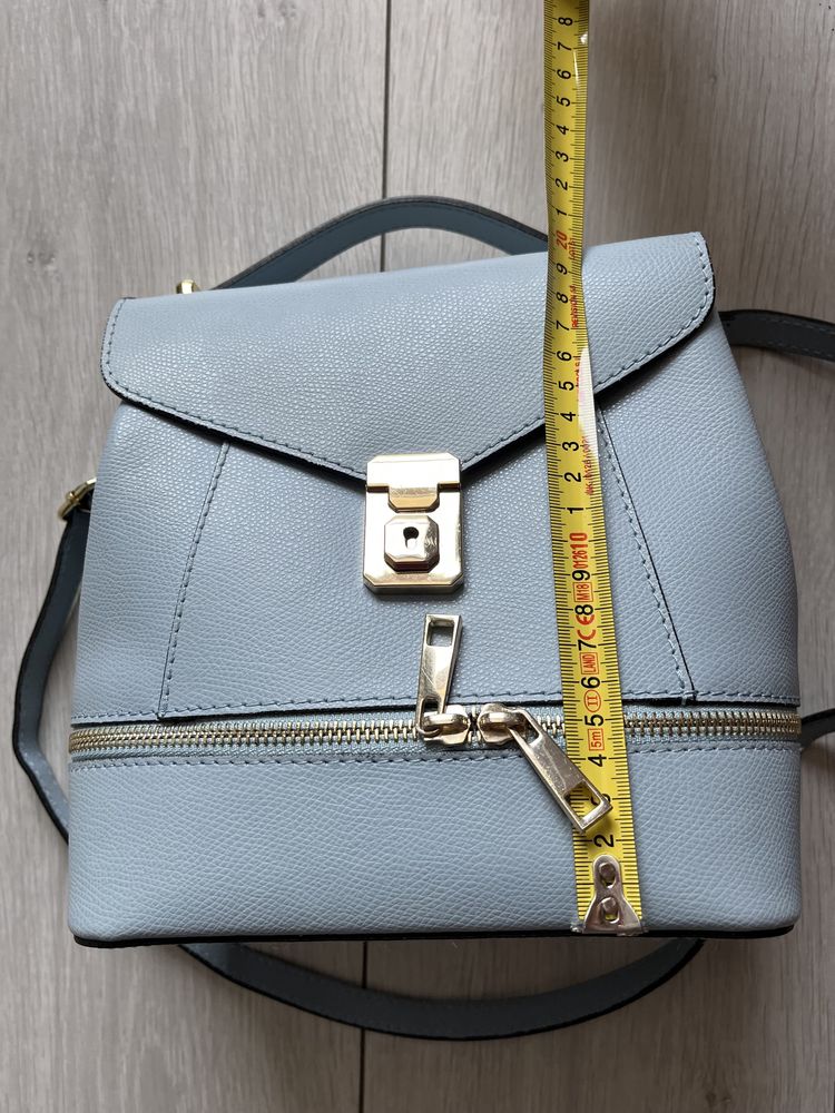 Geanta piele naturala baby blue