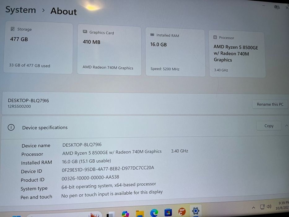 Lenovo ThinkCentre M75q gen5 ryzen 5 8500ge