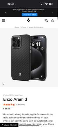 Spigen Enzo Aramid 15 pro Max - Adusă din USA!