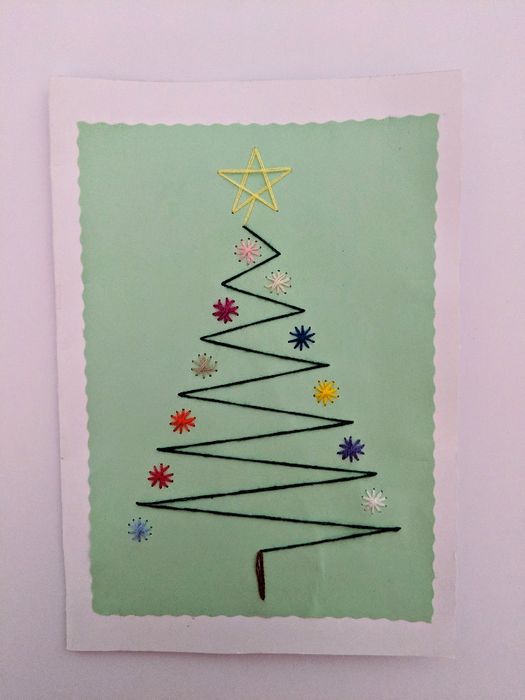 Felicitare cusuta - FAL - Christmas tree