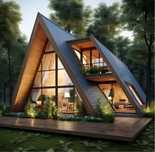 Cabane moderne tip Aframe turistice