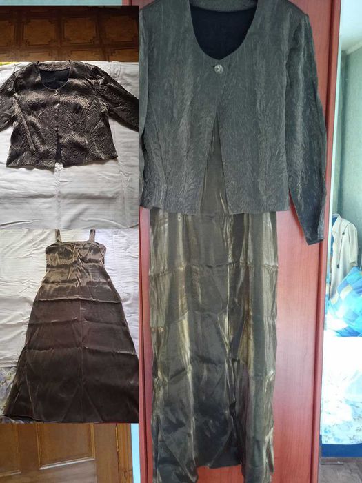 Костюм -  двойка , платье на лямках и  пиджак , 44-46 размер