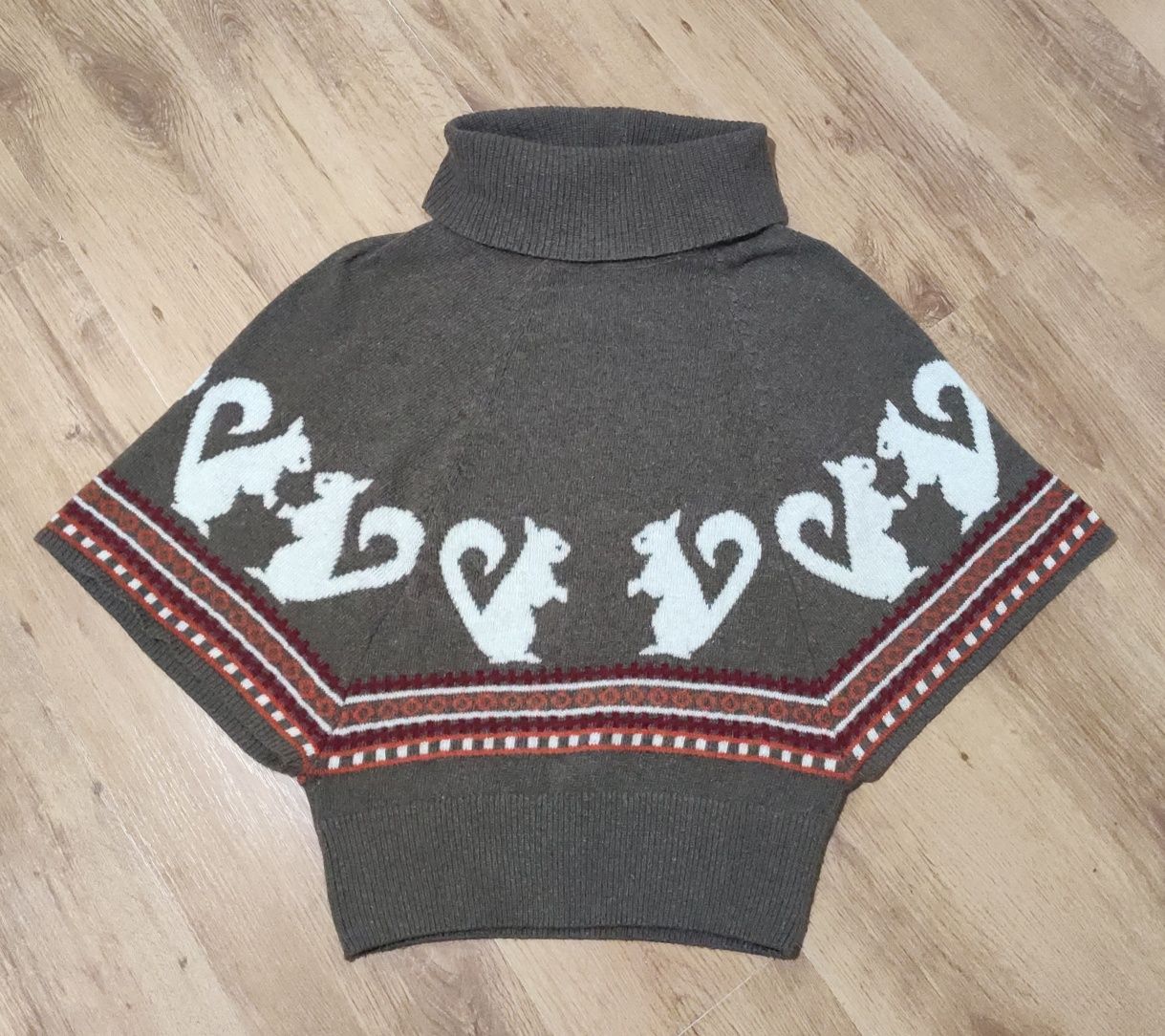 Pulover poncho damă mix lână mărimea L