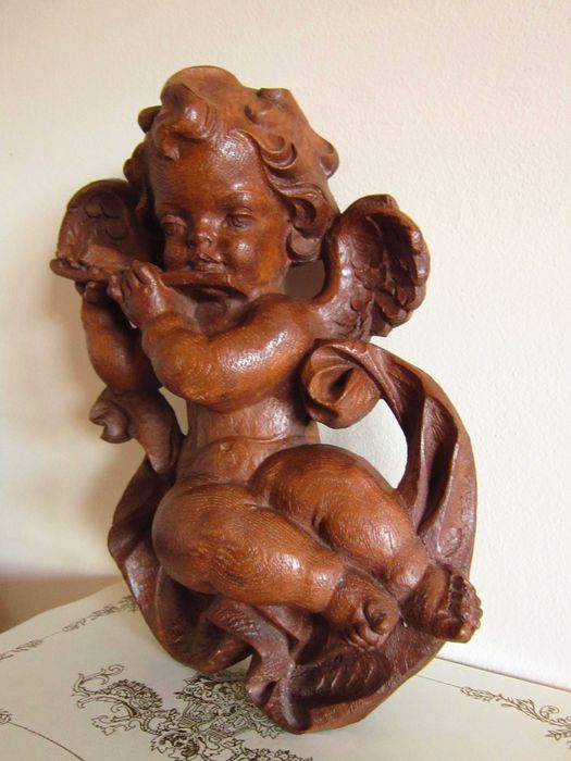 cadou rar Craciun  Inger mare sculptura lemn Germania 1950