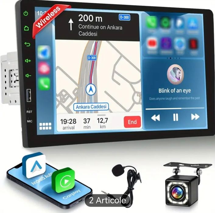 Navigatie Auto 9 inch Wireless CarPlay AndroidAuto
