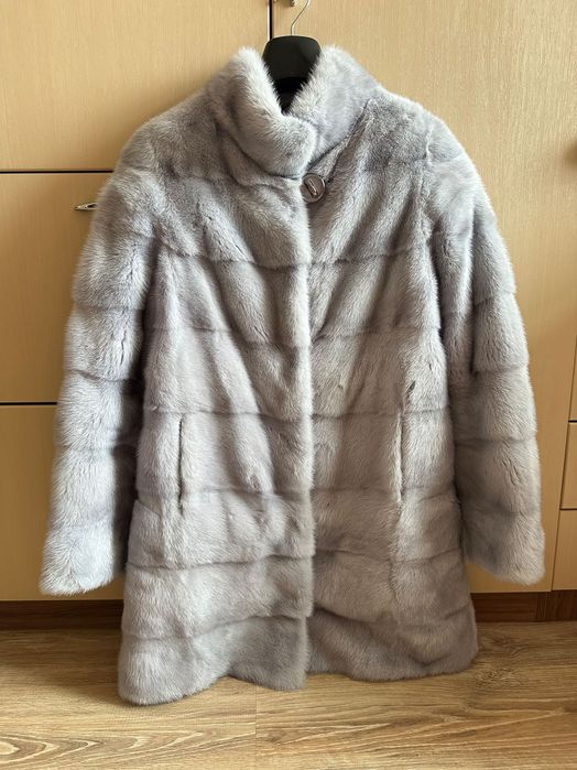 Норковая шуба. Голубая. Качество Lux.