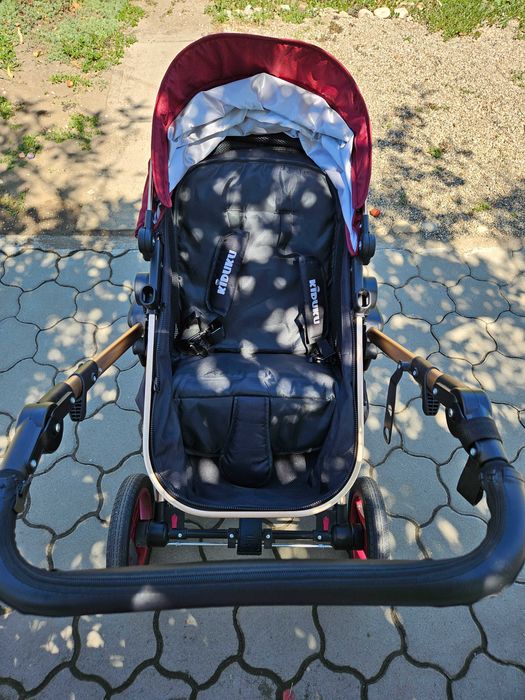 Cărucior 3în1 - Kiduku vișiniu/negru