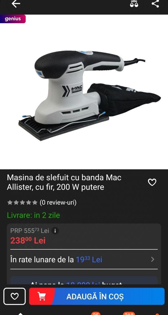 Vând șlefuitor mac allister 300 w Nou