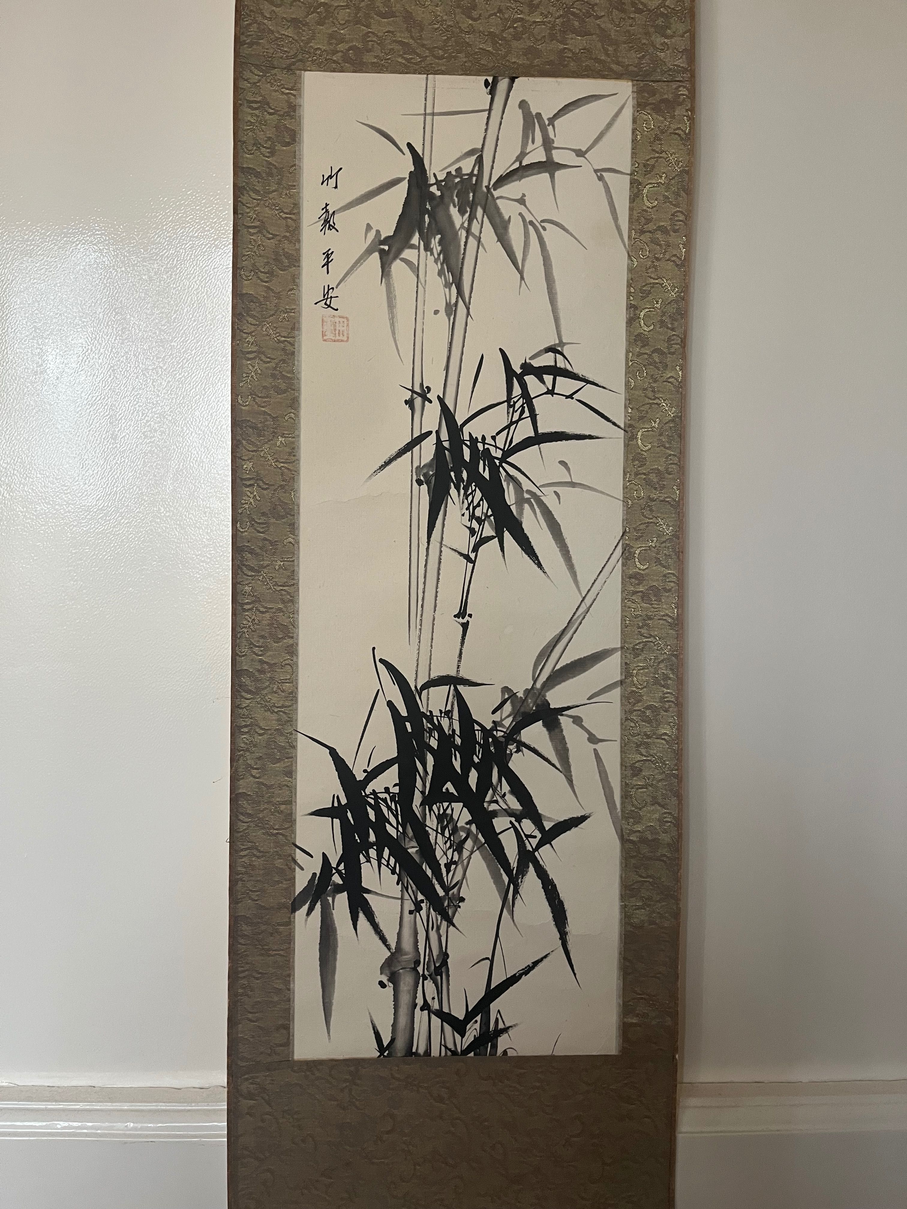 Tablou Chinoiserie Acuarela originala semnata sul hartie pe matase