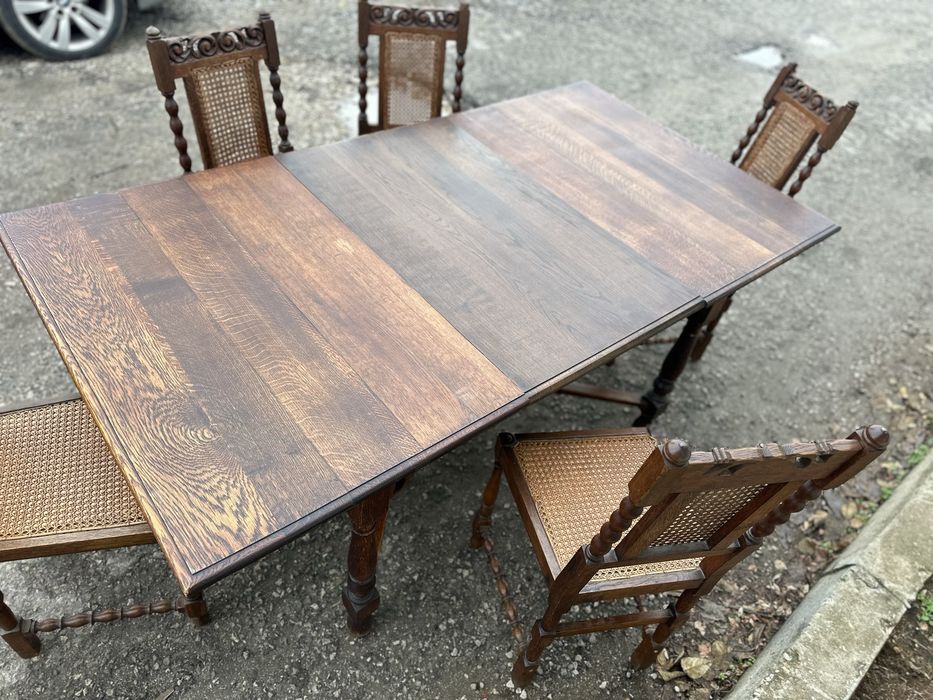 Масивна разтегателна маса с 5 стола (Рустик)