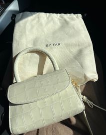 Нова чанта by far - Mini Cream Croco Embossed Leather