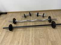 Pachet sala ideal Acasa,Gantere reglabile+bara Z+Bara piept+Discuri