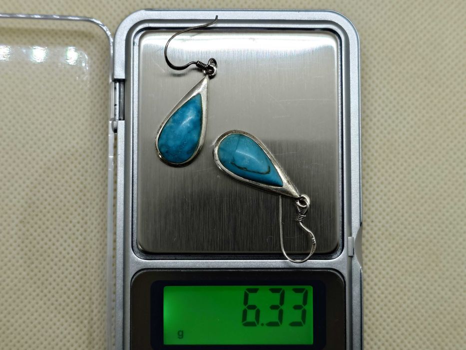 Cercei argint cu howlit albastru – model picătură