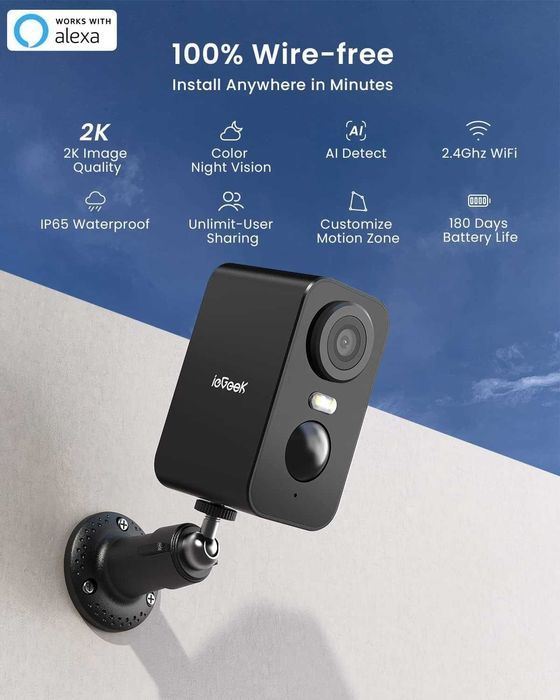 Камера за видеонаблюдение ieGeek ZS-GX3S (черна) – 2K QHD, AI