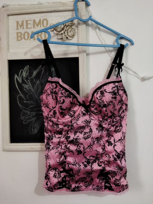 Corset lenjerie din satin sexy roz reglabil mărimea Xs-S