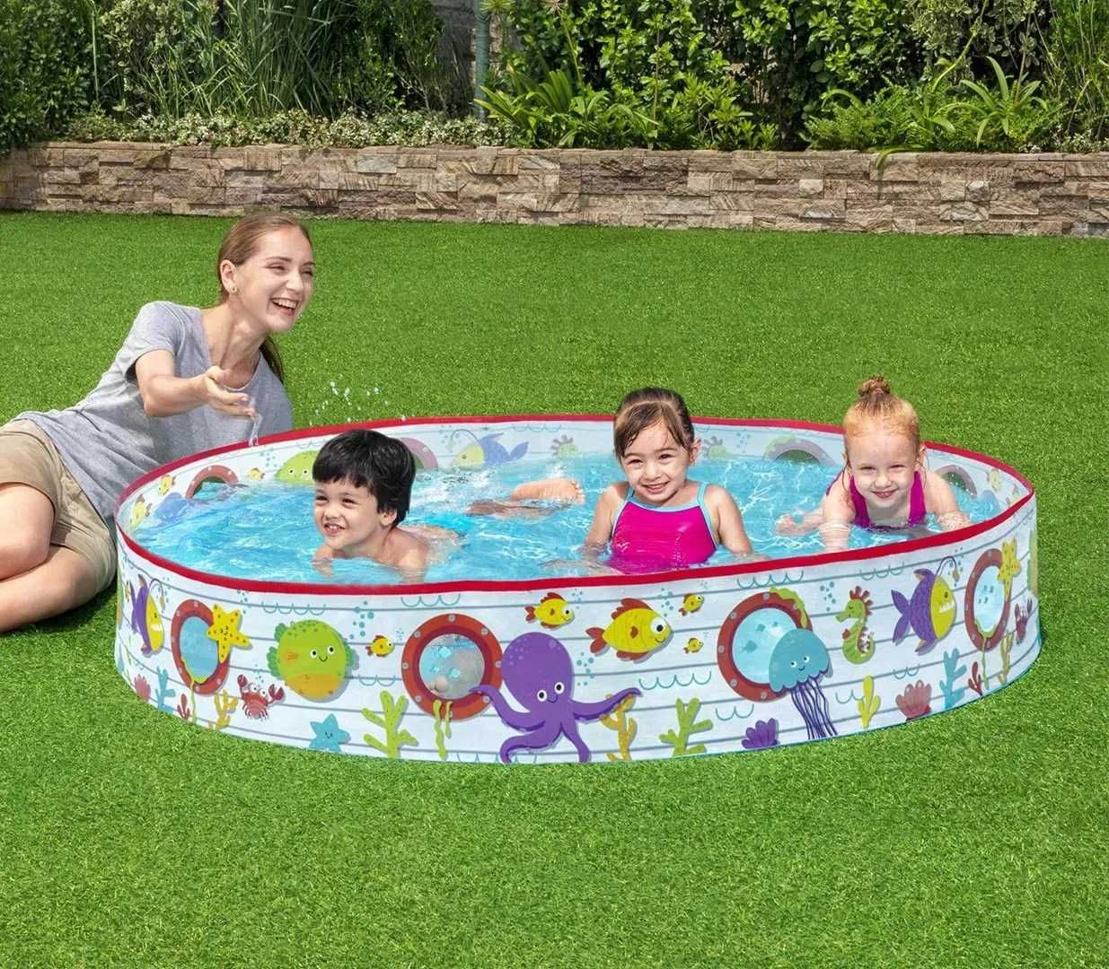 Детски басейн Bestway с твърд борд 152 x 25 см, PVC, морски свят