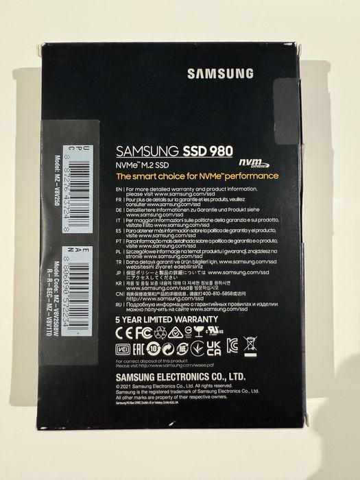 Samsung 980 500GB SSD M.2 MVMe