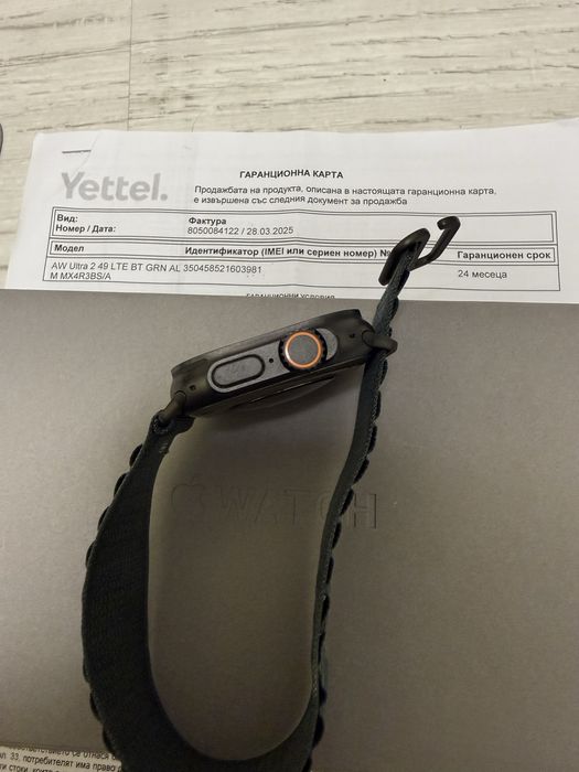 КАТО НОВ Apple Watch Ultra 2 Black LTE 24м. Yettel ПОДАРЪК