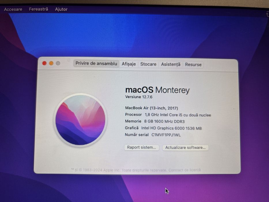 Vand laptop Mcbook air 2017