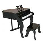 Pian de lemn pentru copii, True Sound, scaun inclus, 48 cm, negru