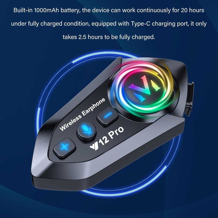 2 Броя - Y12Pro – За каска, Моторджийска Bluetooth, интерком, intercom
