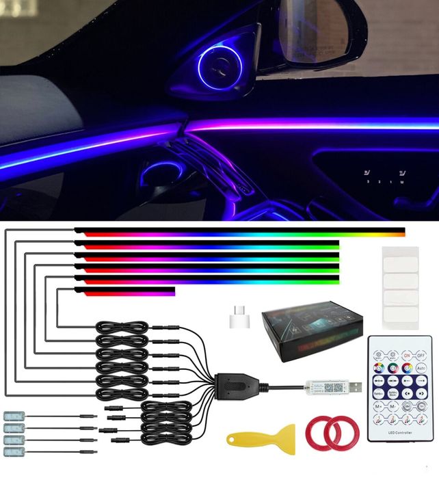 Kit Lumini Ambientale LED RGB, portiere, bord si lumini picioare