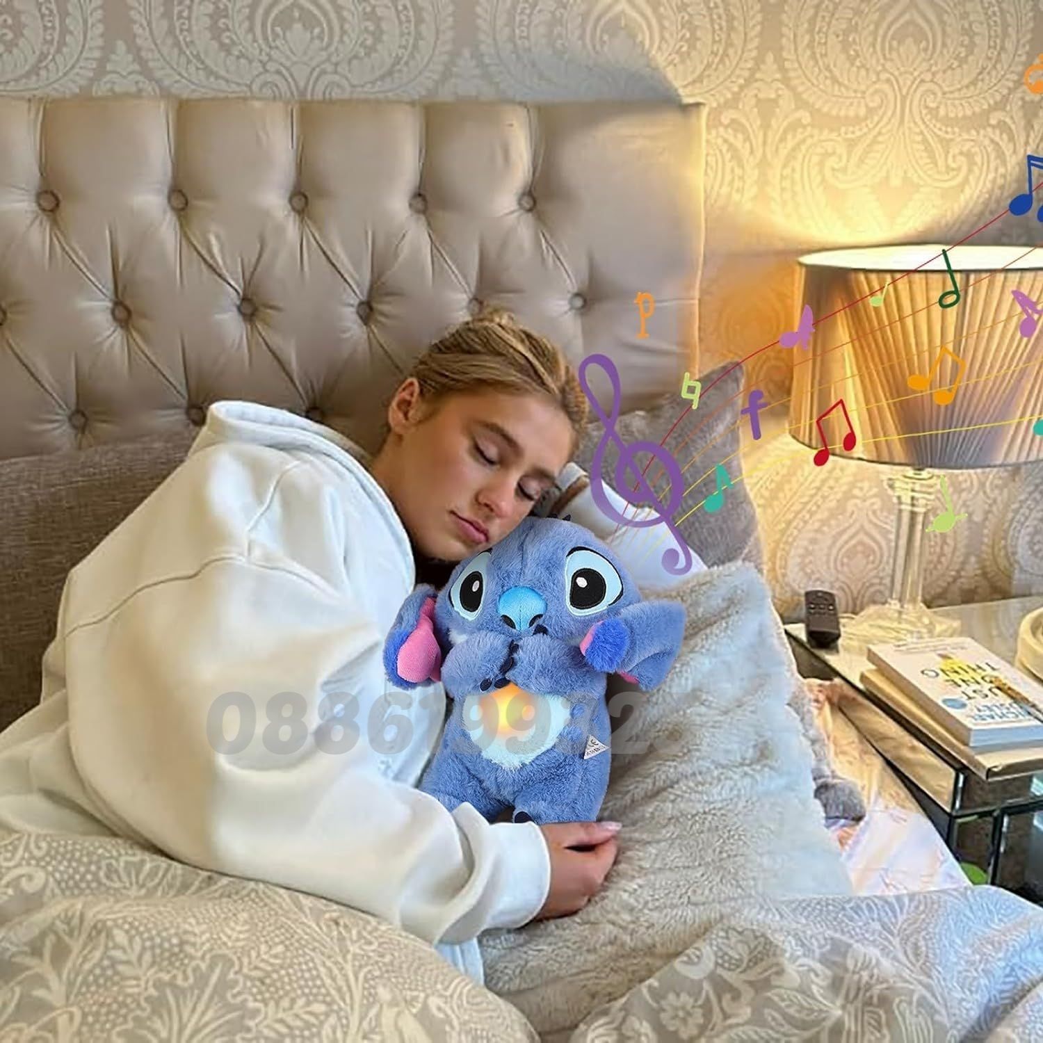 Плюшена дишаща играчка Стич с музика и светлина, Плюшена играчка Стич