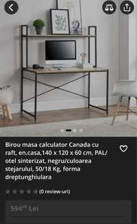 Birou de calculator, negru și nuc, 120 x 60 x 138 cm
