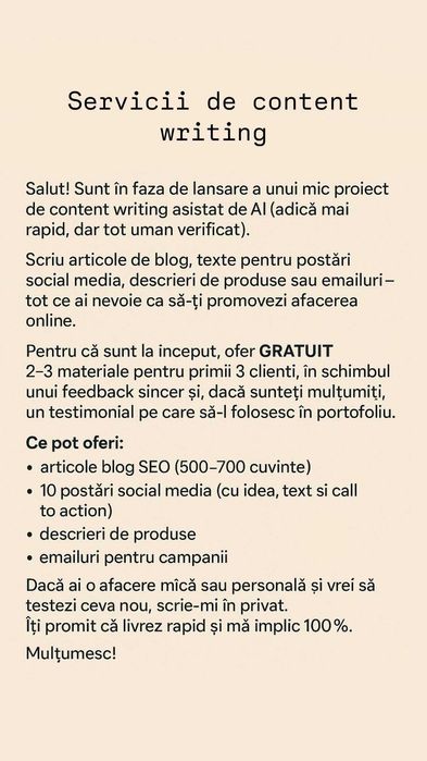 Servicii de content writing