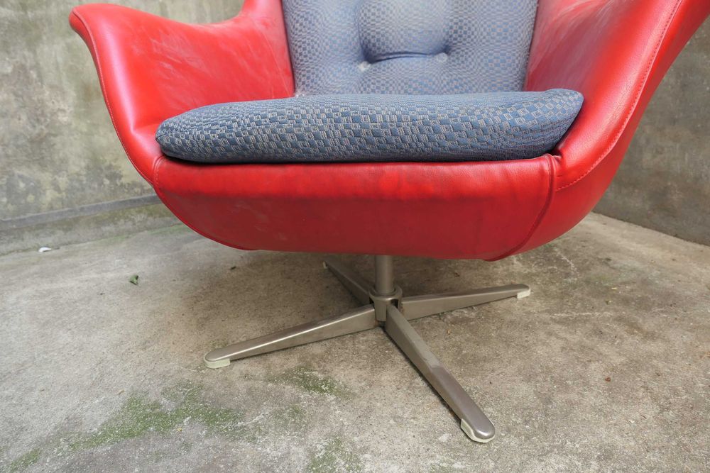 Fotoliu Imitatie Piele Rotativ Model de Designer Retro Cadru Metalic