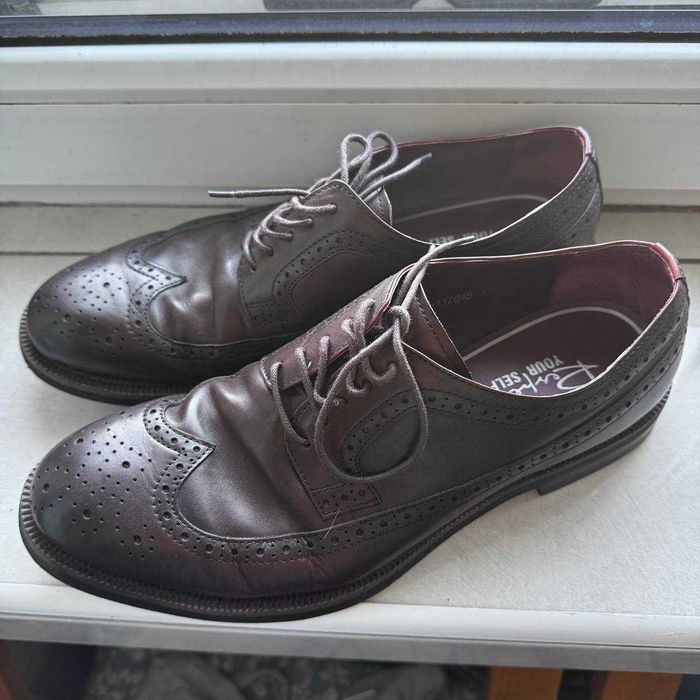Pantofi brogue din piele bordo Respect, mărimea 42