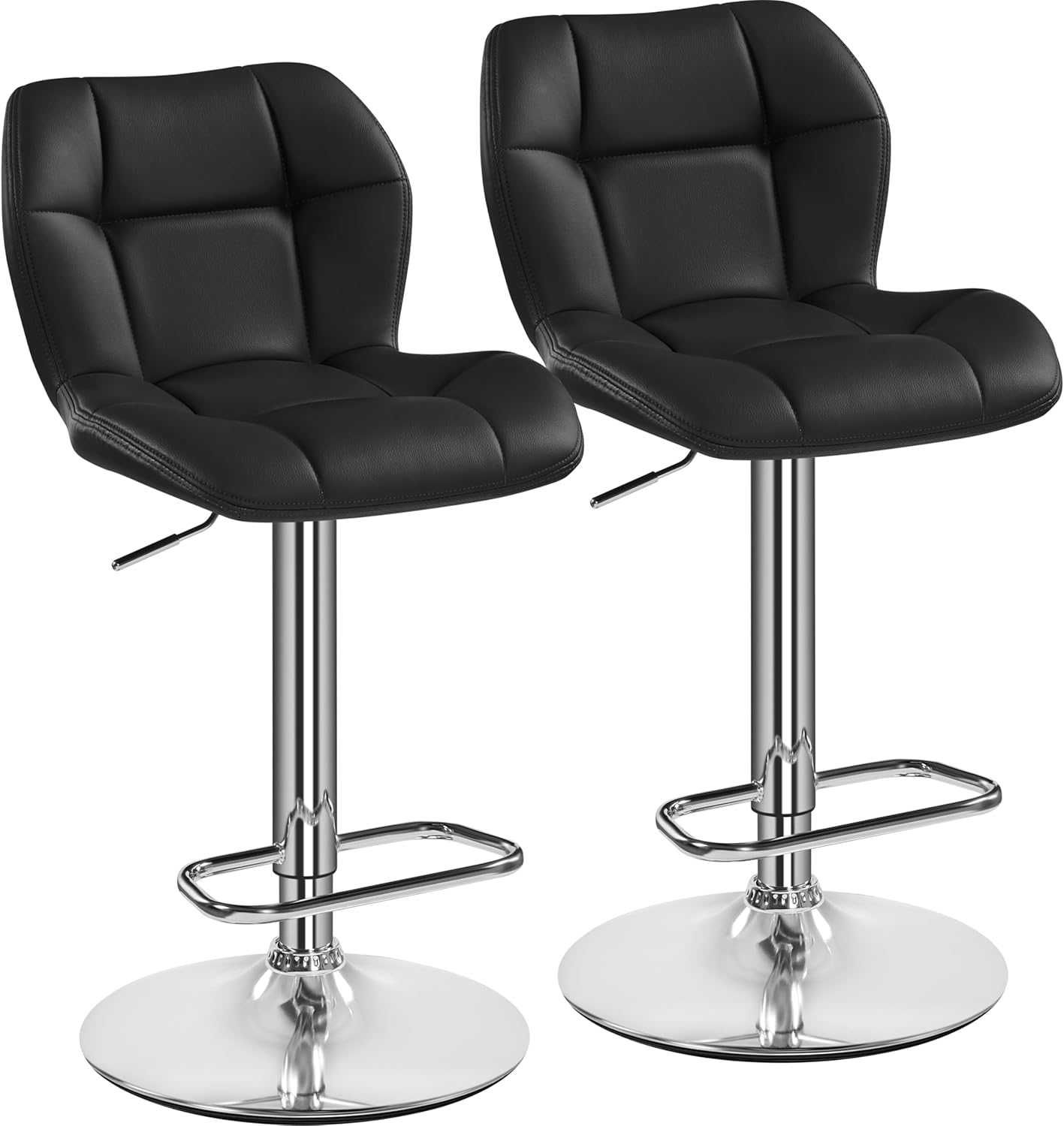 Set 2 scaune bar reglabile, rotative, piele PU | 614160 Black(2pcs)