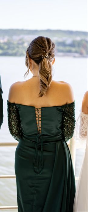 Rochie eleganta, verde inchis, potrivita marimii S