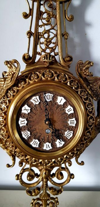 Ceas /ustensile vechi din bronz pentru șemineu