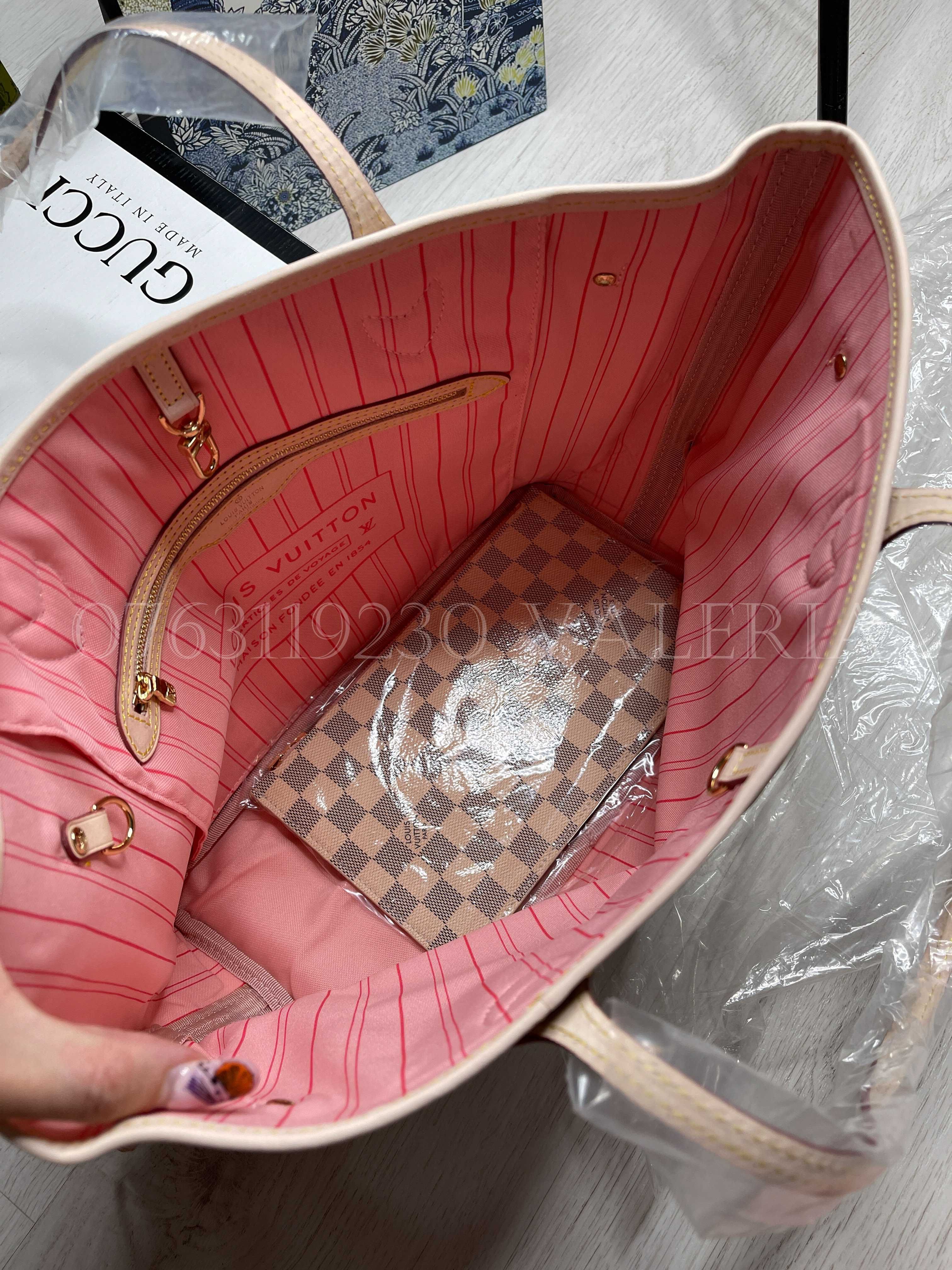 Geanta LV Neverfull Damier Azur Rose Ballerinne